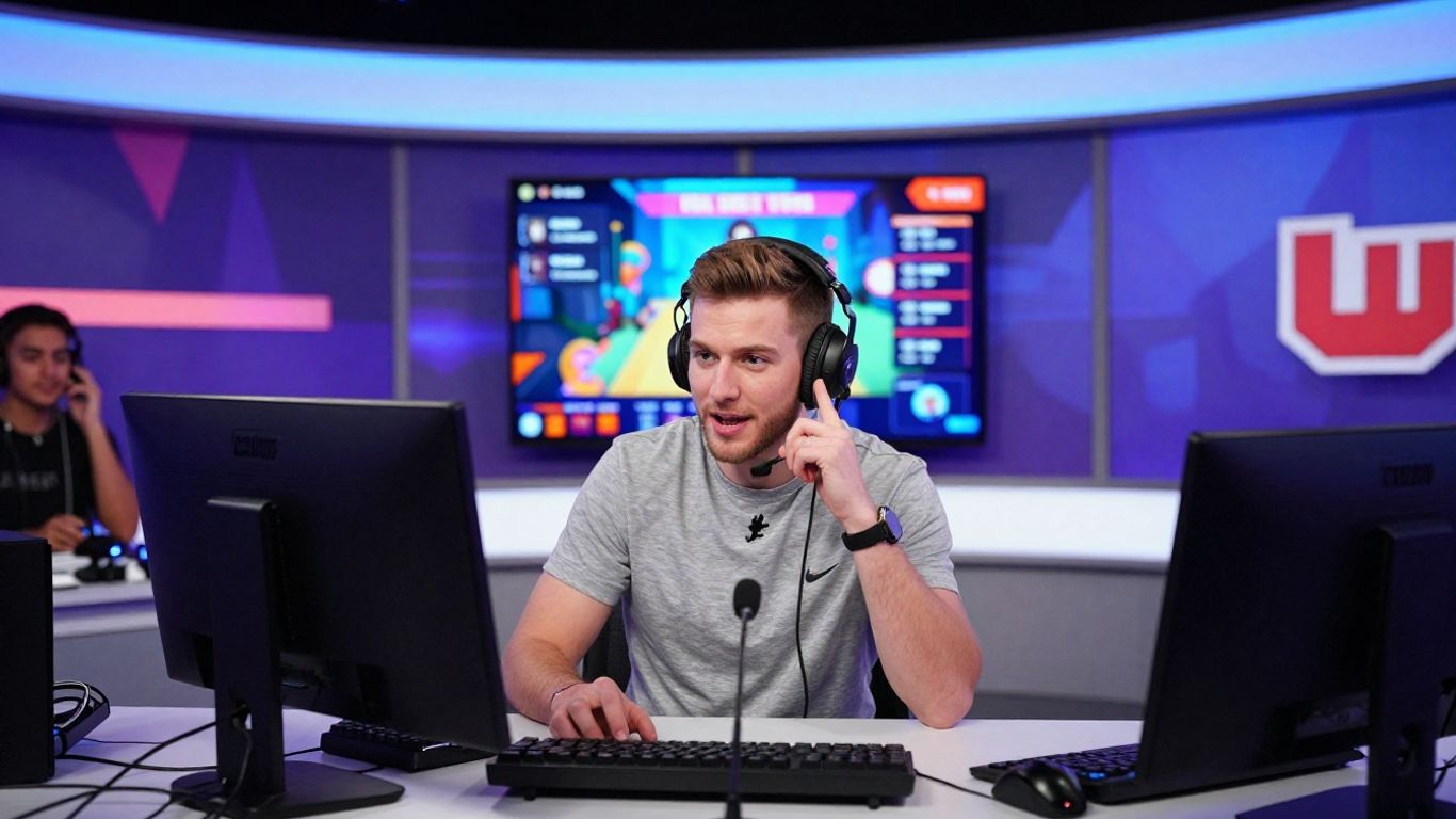 Streamer engaging with audience during a live Twitch broadcast.