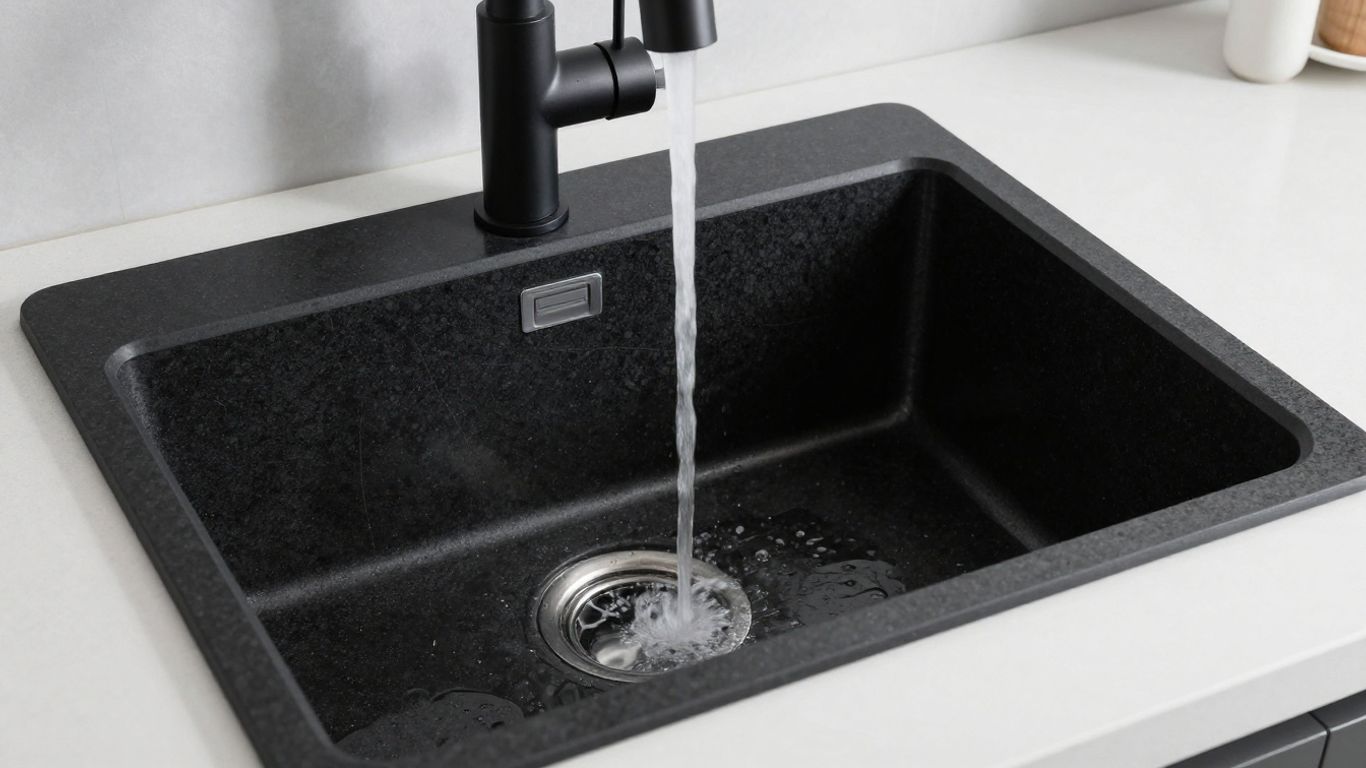 Stylish black granite kitchen sink