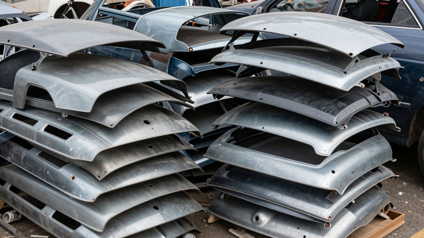 A recycling facility preparing salvaged car components