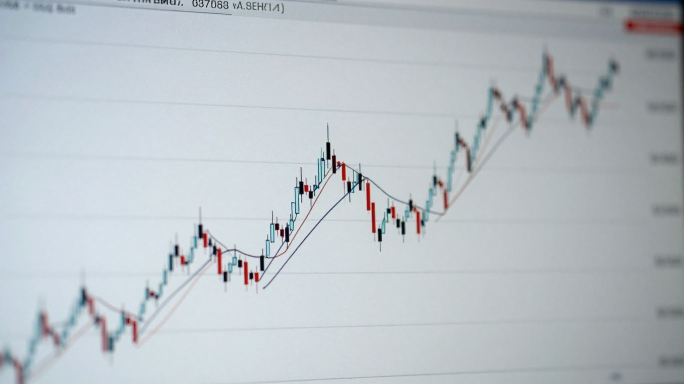 Financial chart with continuation patterns.