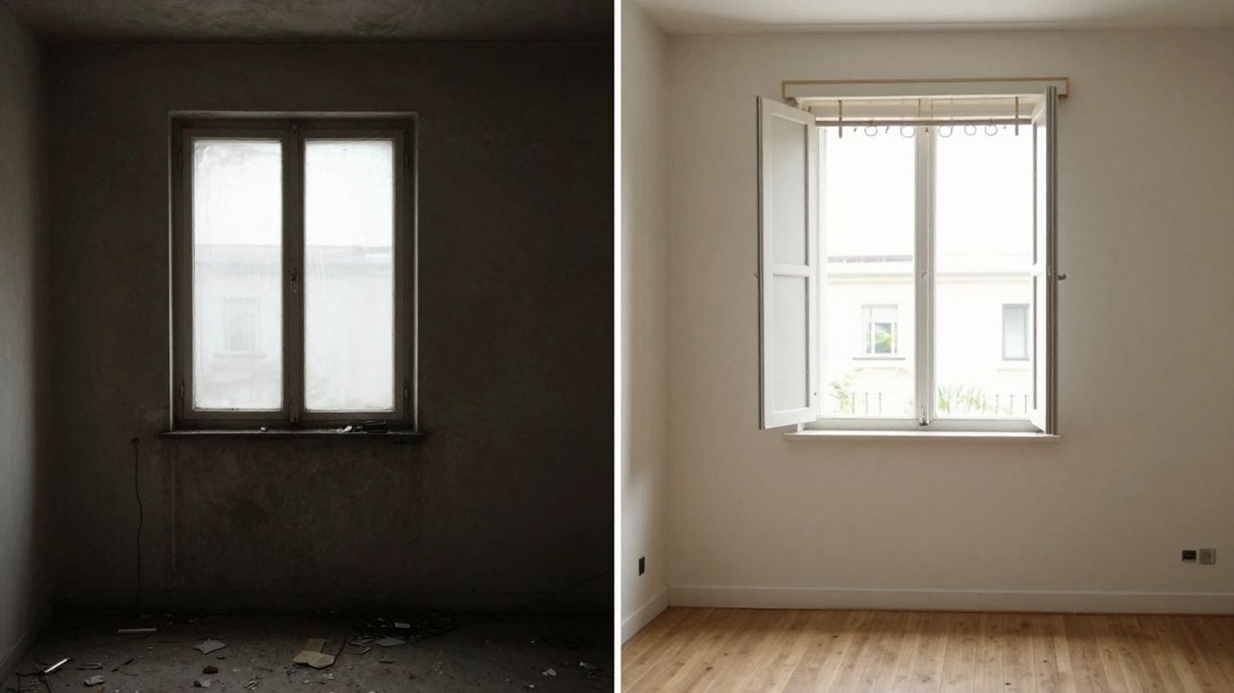 Window treatments in a bright room versus a dark room.