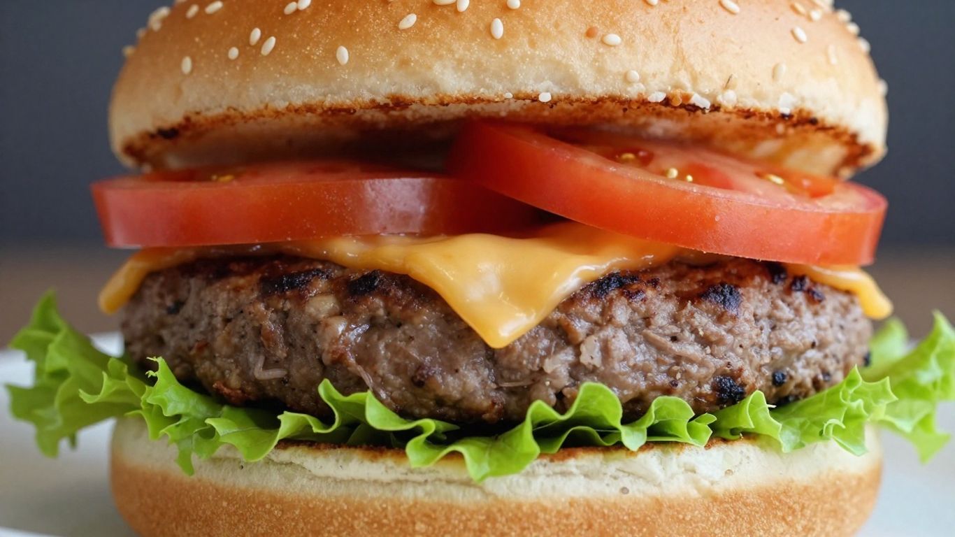 Juicy veggie burger with fresh toppings on a bun.