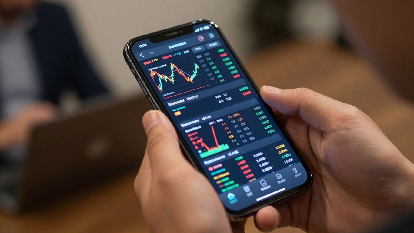 Person trading CFDs on a mobile phone in Australia.