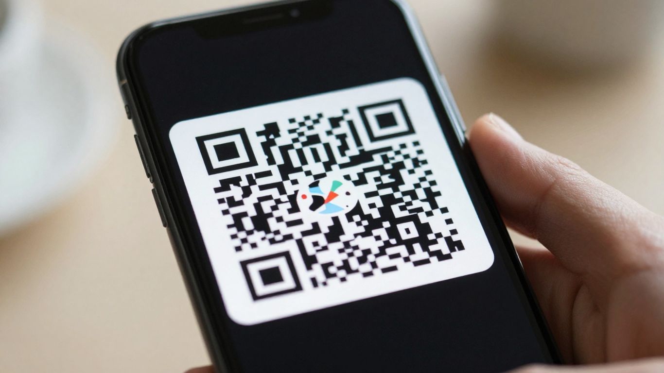 Smartphone displaying a Wi-Fi QR code.