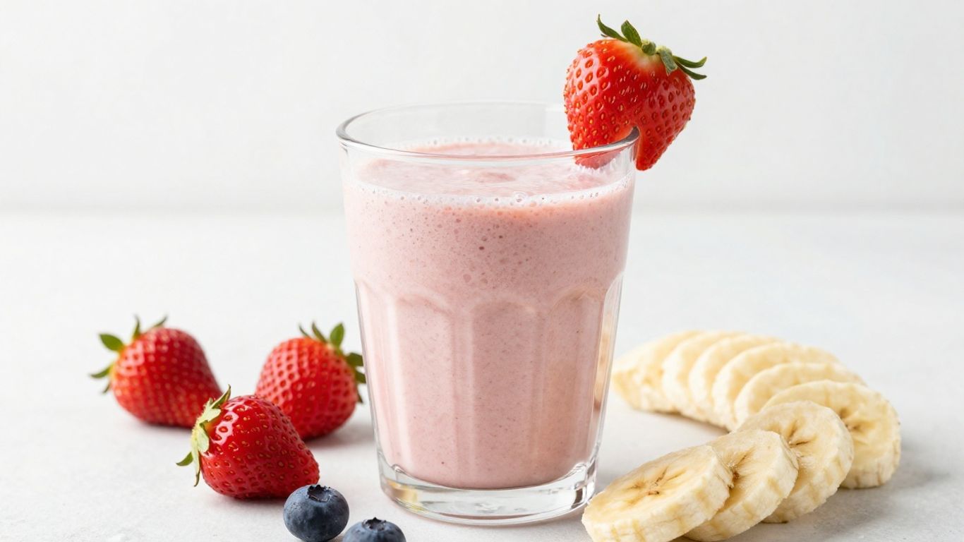 Herbalife shake with fresh fruit ingredients.