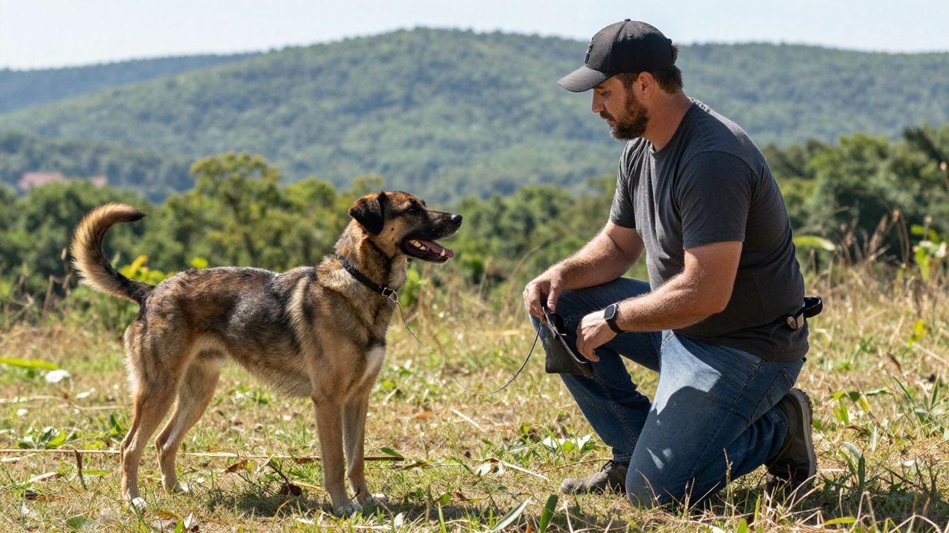 Dog and handler training outdoors in Tennessee.