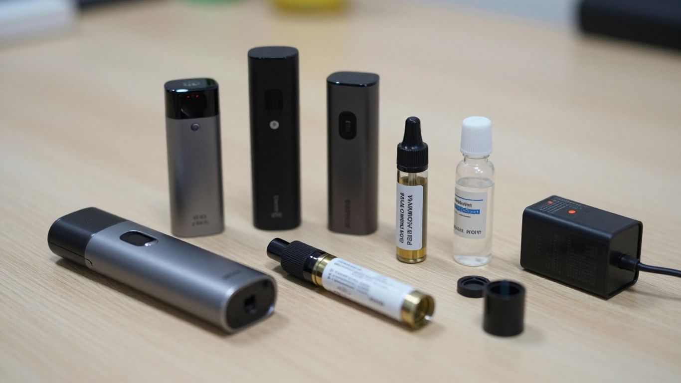 Vape devices and components arranged for customs review