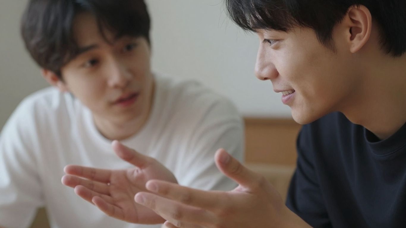 Deux personnes communiquant avec attention et connexion.