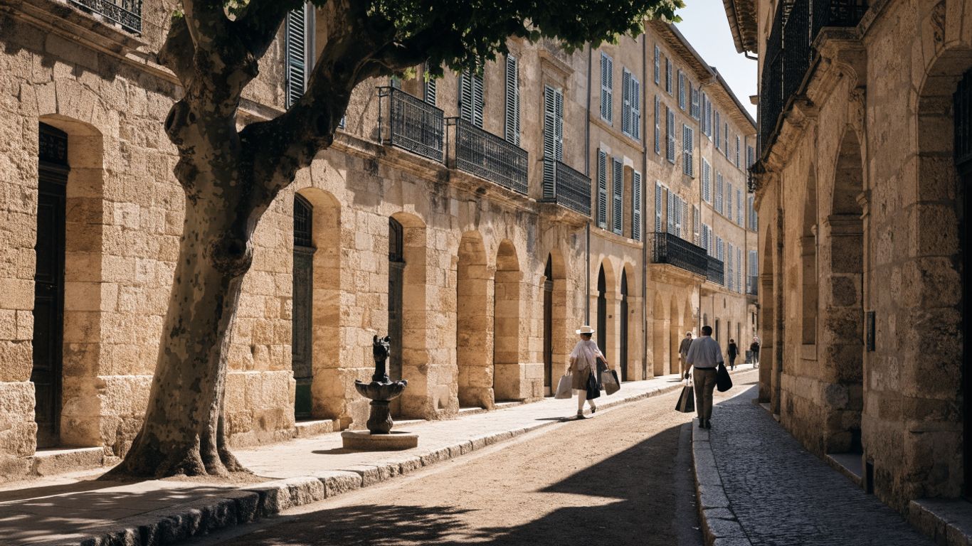 Aix street near a shaded fountain