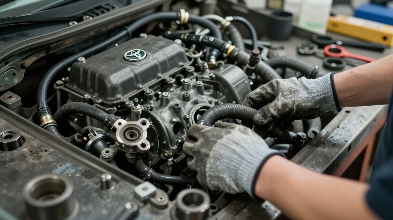 Used Toyota engine ready for inspection