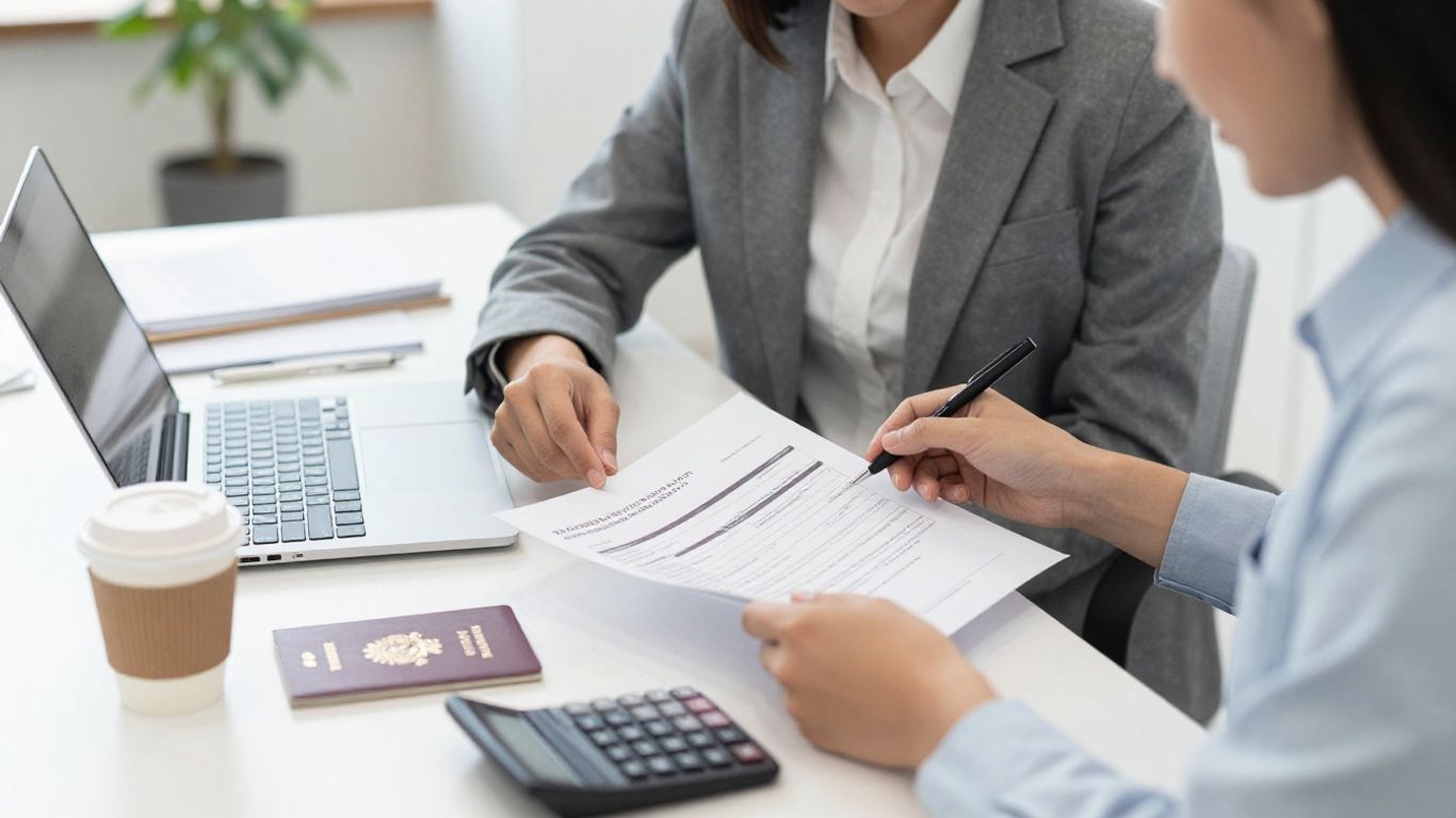Counselor comparing student loan options with applicant