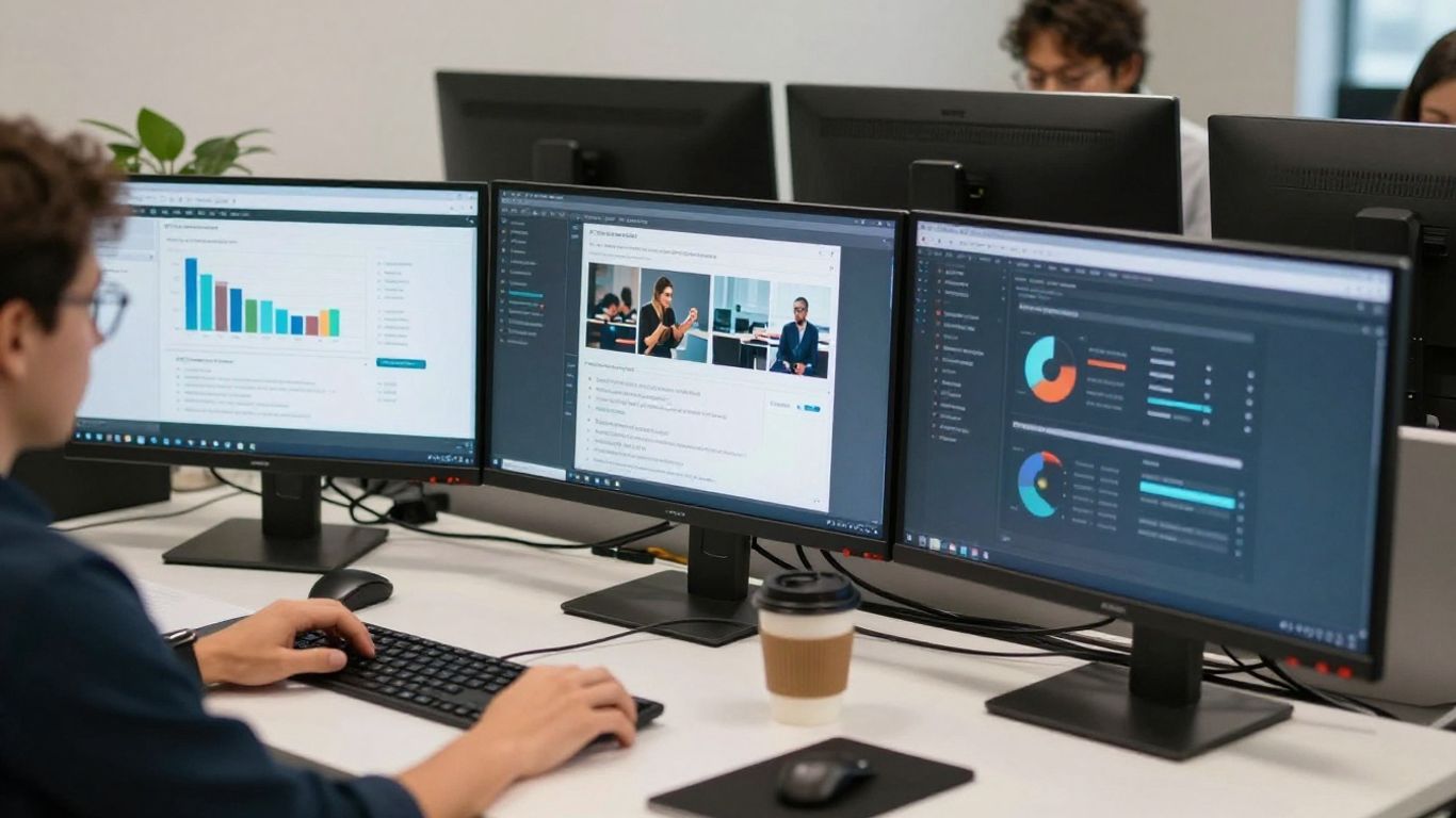 Photographic workspace with multiple advertising dashboards