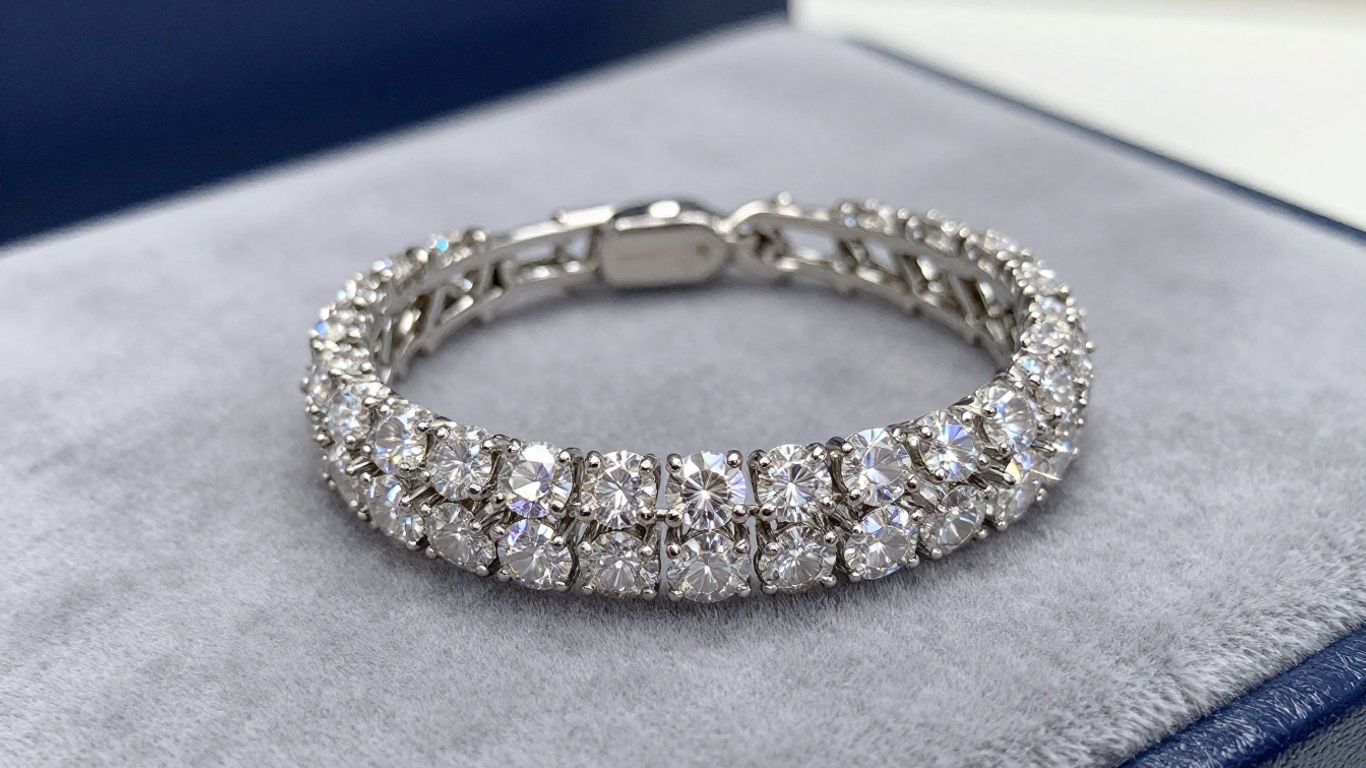 Elegant diamond bracelet with sparkling gemstones.
