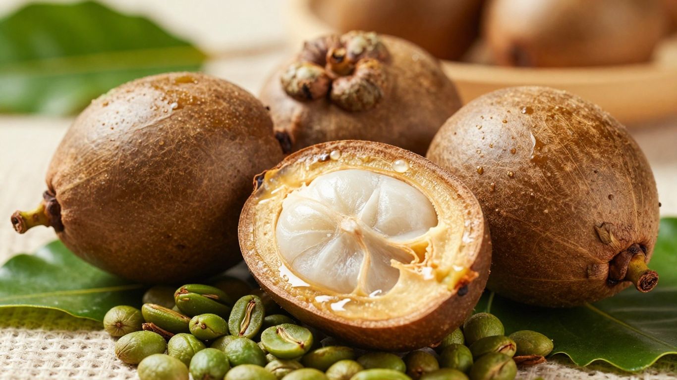 Garcinia Cambogia fruits and green coffee beans