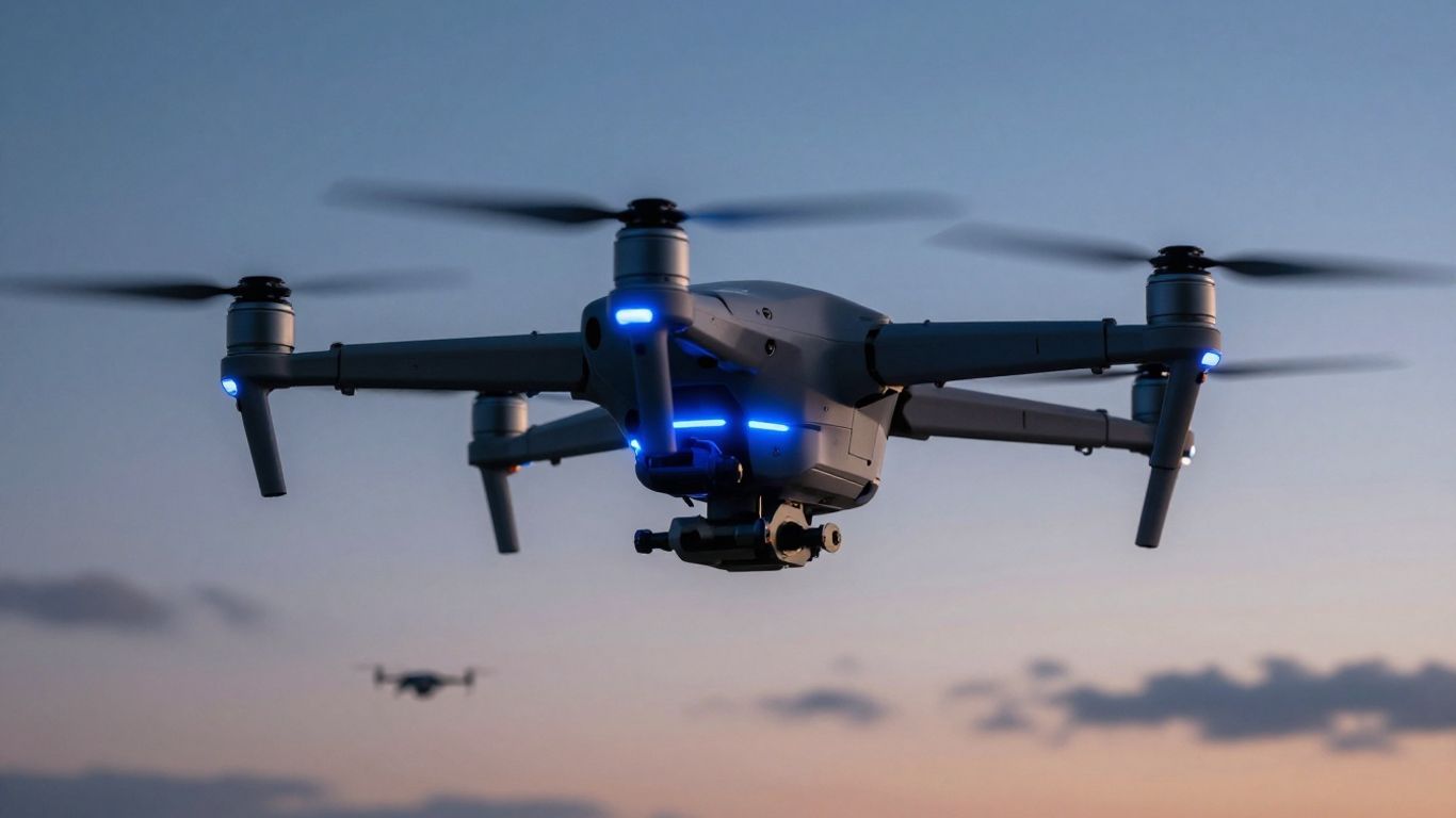 Drone radar system detecting a drone in the sky.