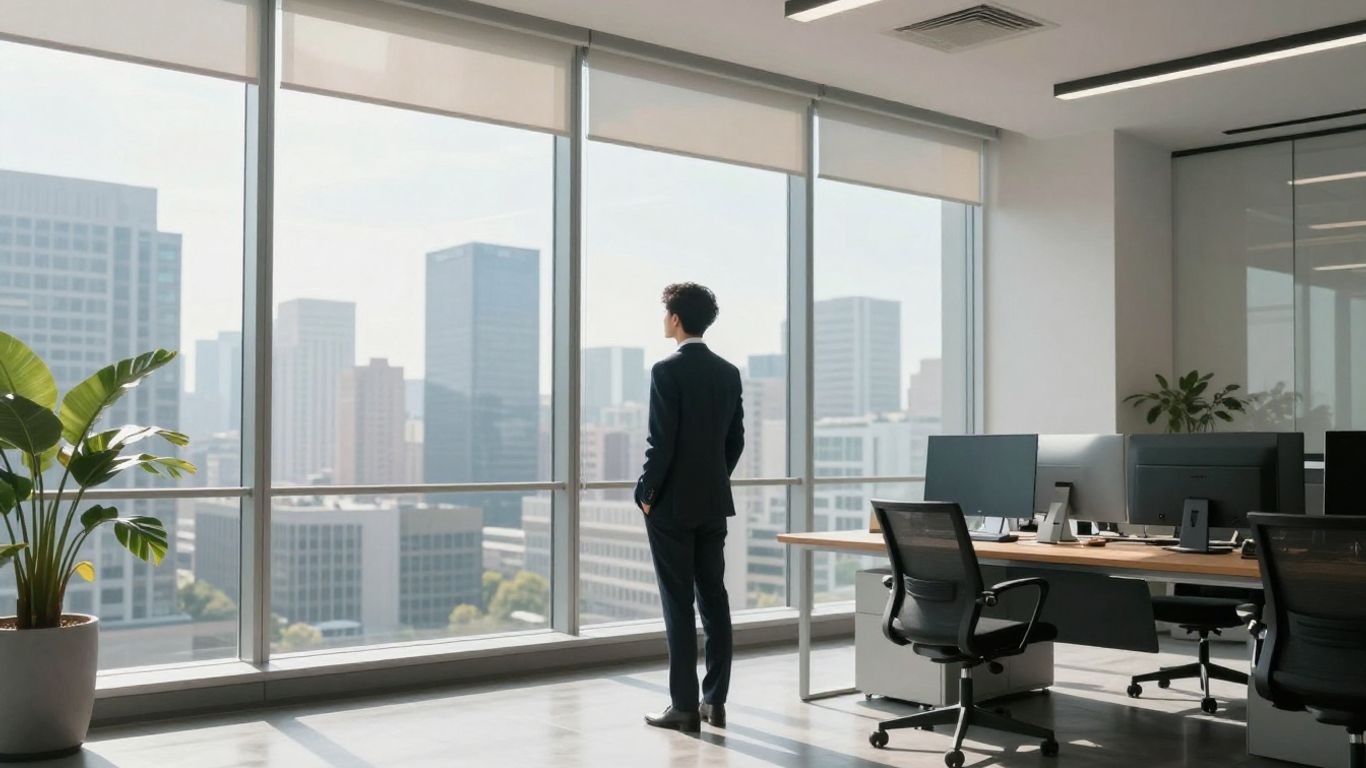 CFO analyzing financial future with data visualization.