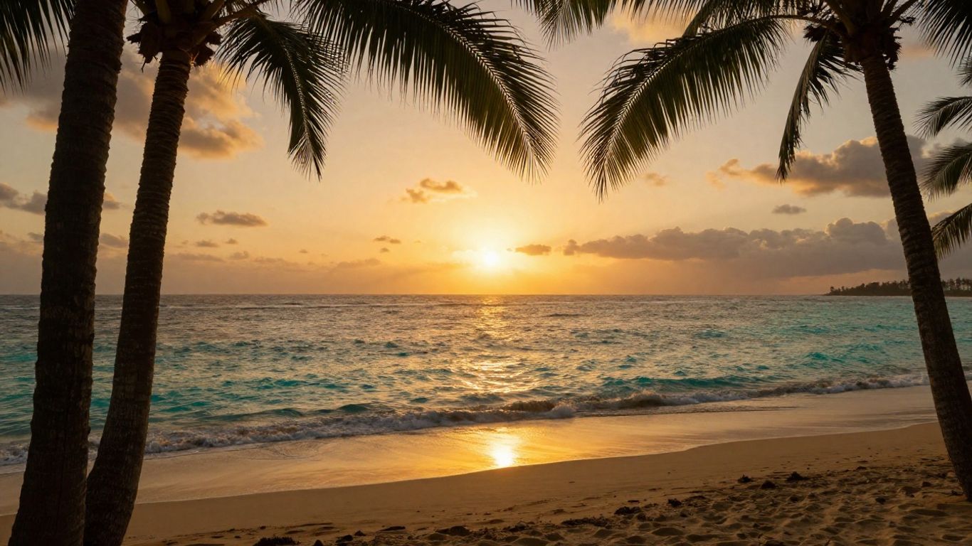 Island sunset view