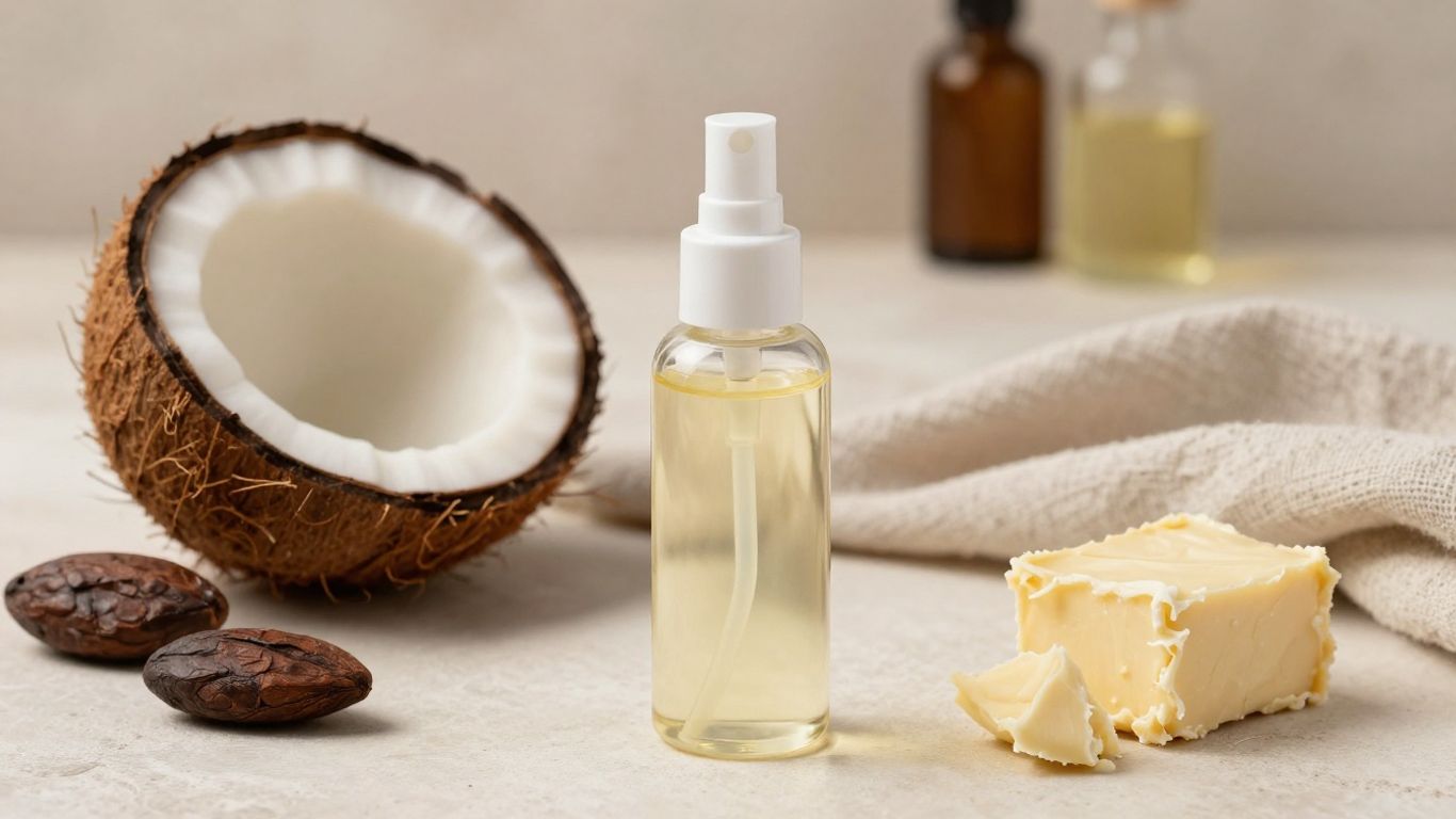 Creamy oil-based lubricant beside natural ingredients