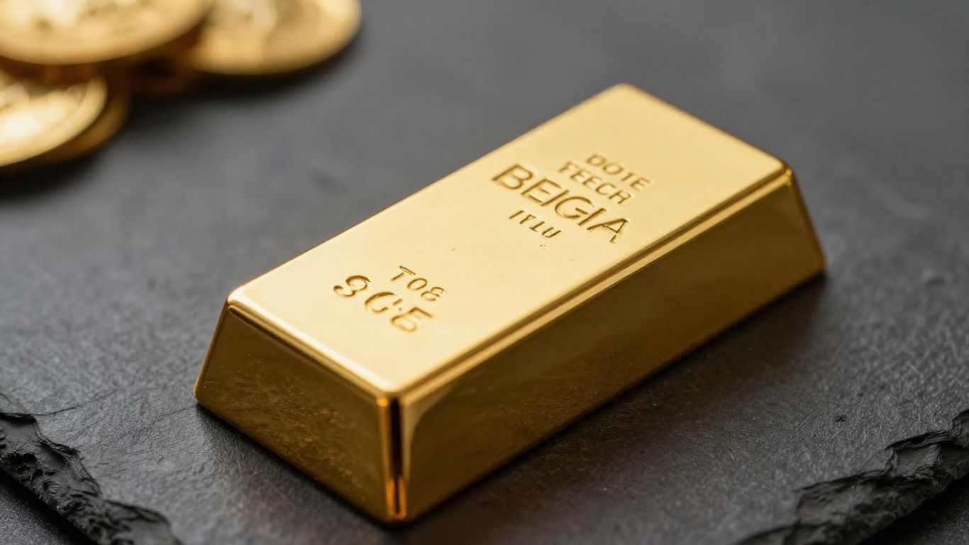 Shiny gold bar on dark background.