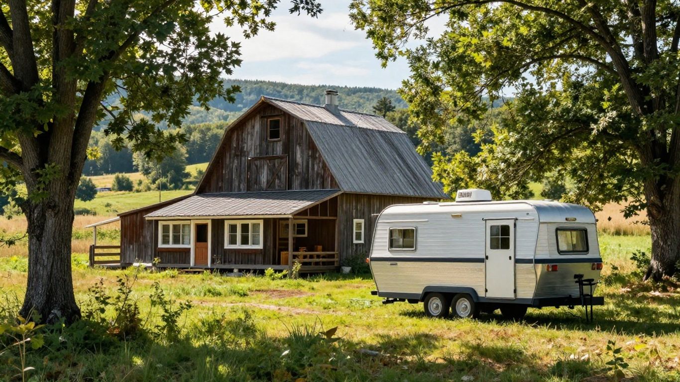 Tiny house in Vermont landscape