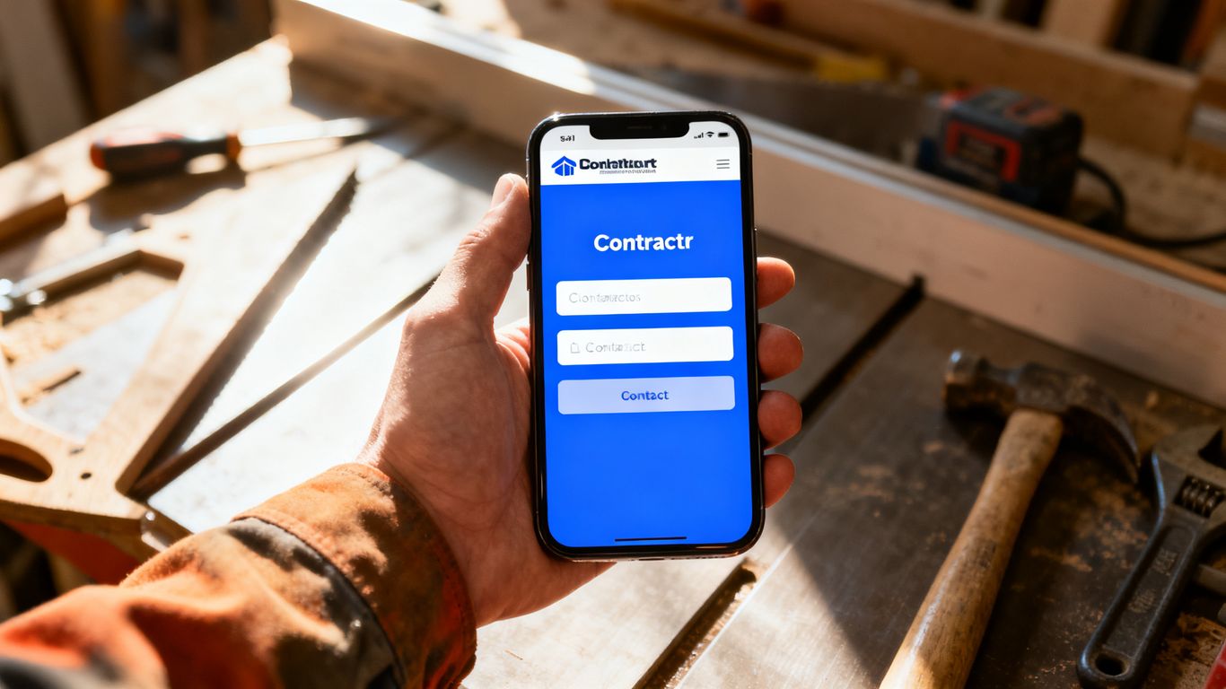 Contractor website showing clean contact forms