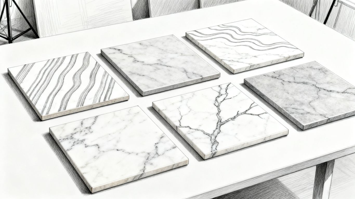 Assorted marble tile textures displayed