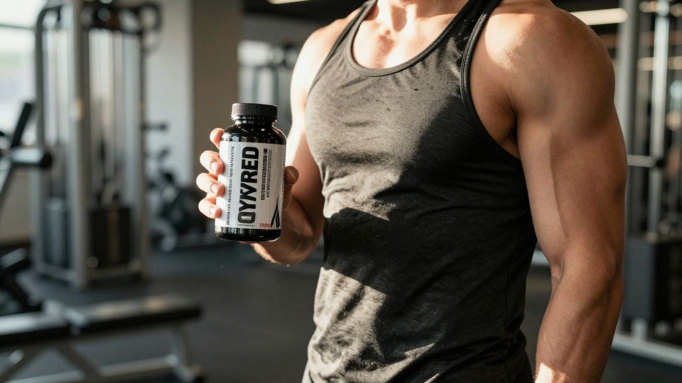 Person exercising with OxyShred bottle.