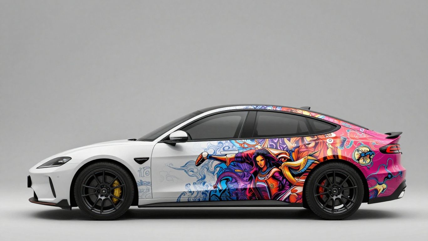 Comparing solid color and full graphic vehicle wraps.