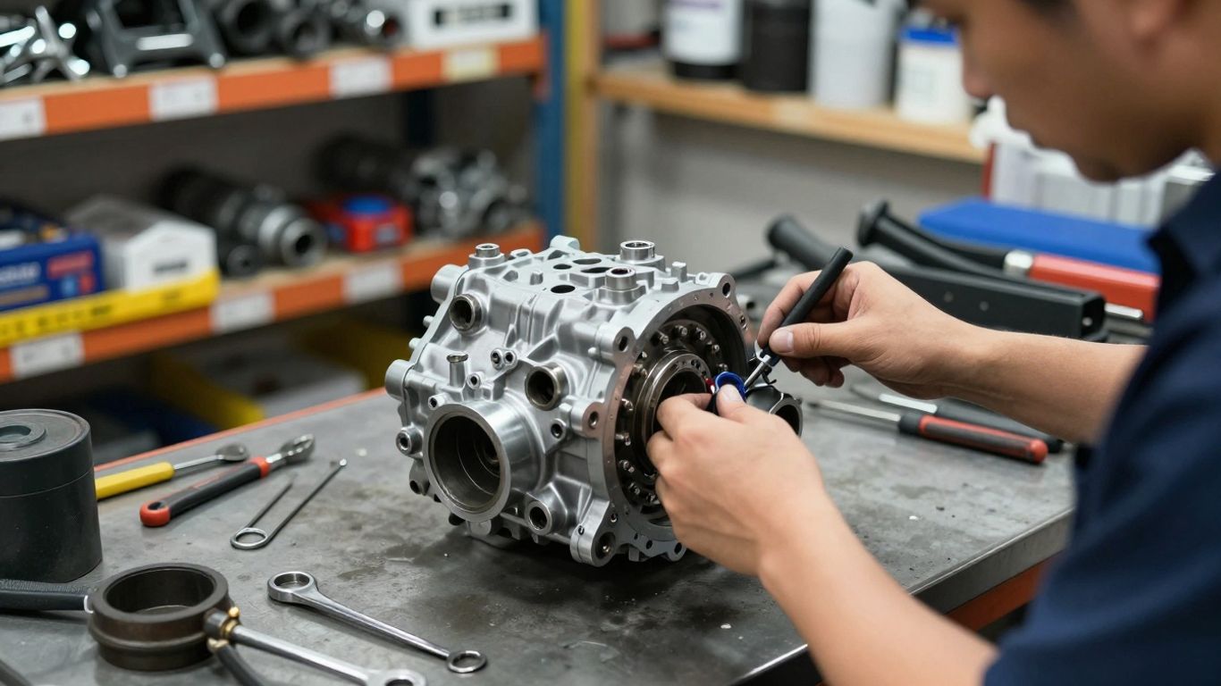 Mechanic working on a Subaru transmission in Geelong