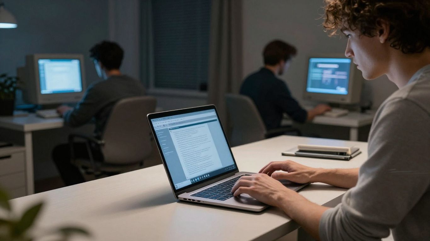 Digital divide: modern tech vs. outdated technology.