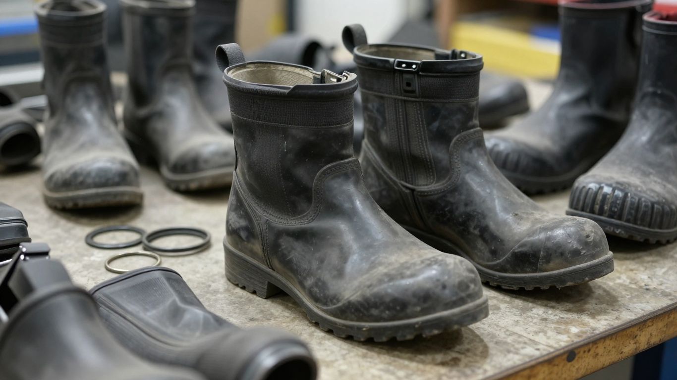 Close view of used automotive boots and clamps