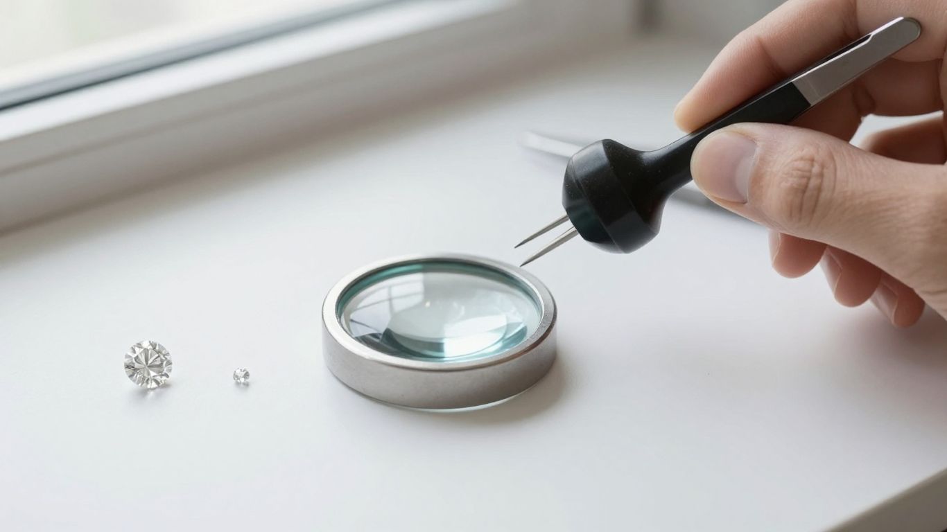 Diamond grading report beside loose stone
