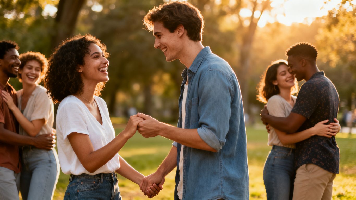 Young adults celebrating evolving relationship milestones together.