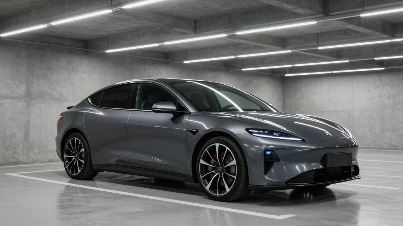 Ein modernes Auto in einer städtischen Garage