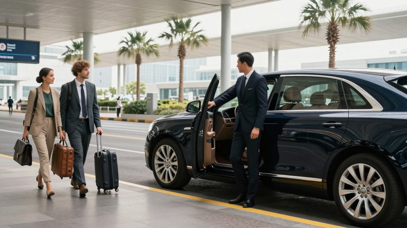 Passengers entering a spotless chauffeured SUV