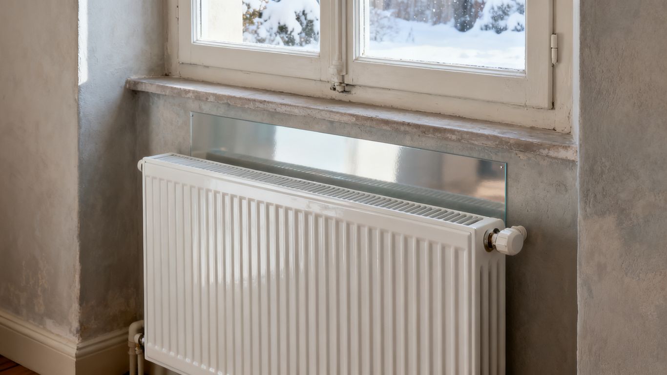 Radiateur fixé contre un mur extérieur froid