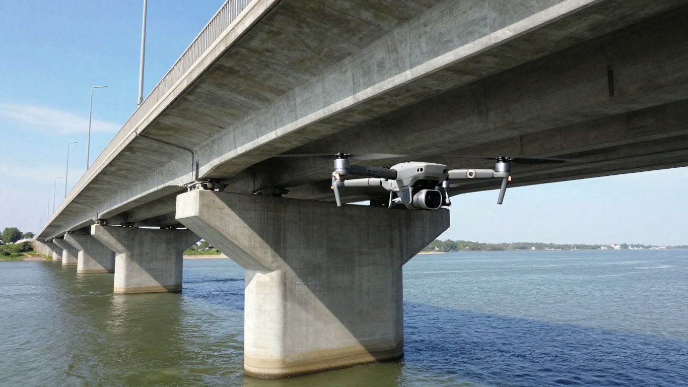 Drone inspecting a California bridge