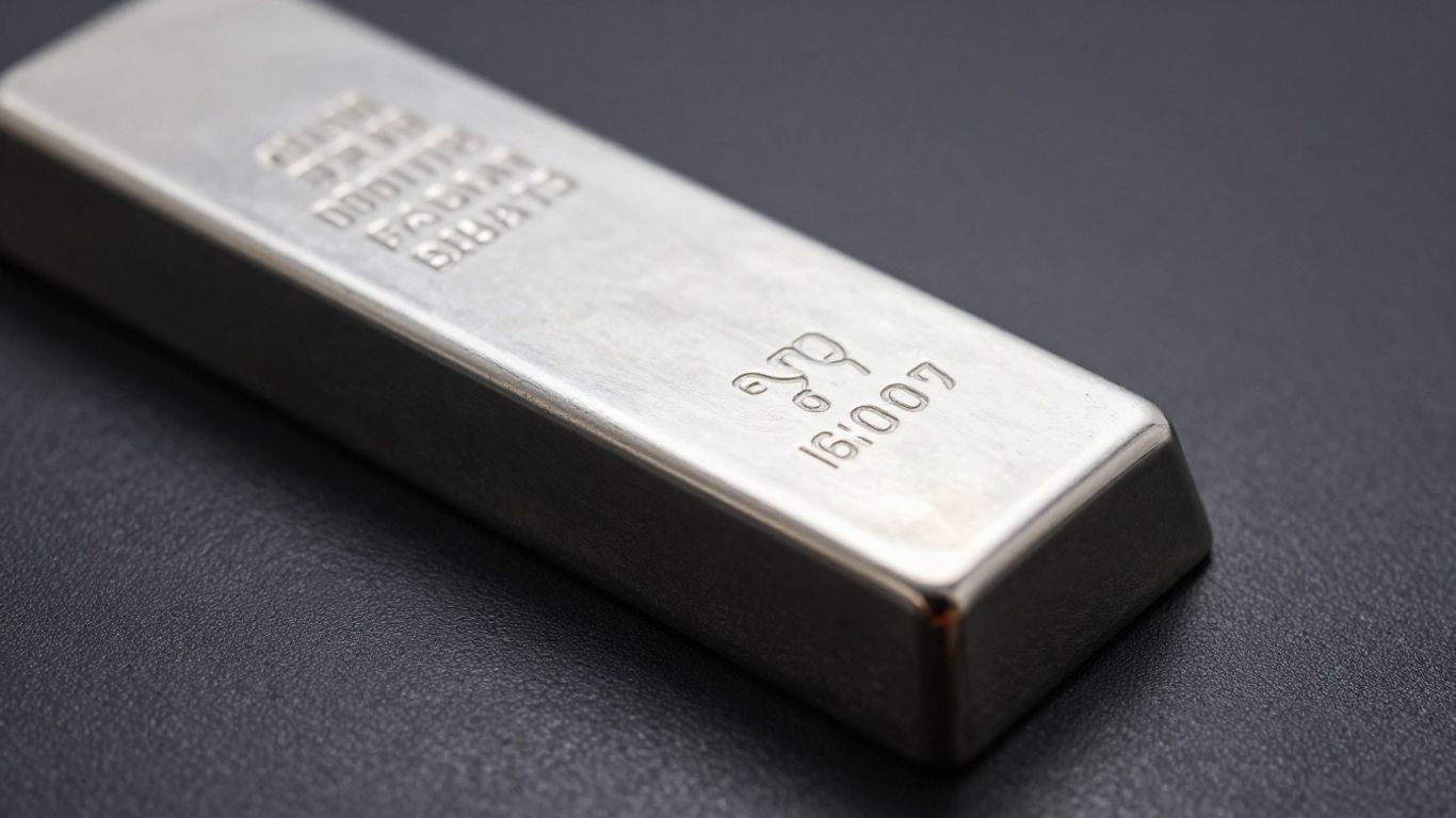 Barre de platine brillante sur fond sombre.