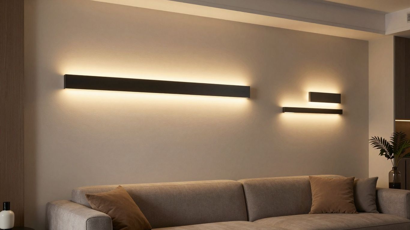 Modern living room with contemporary wall lights.