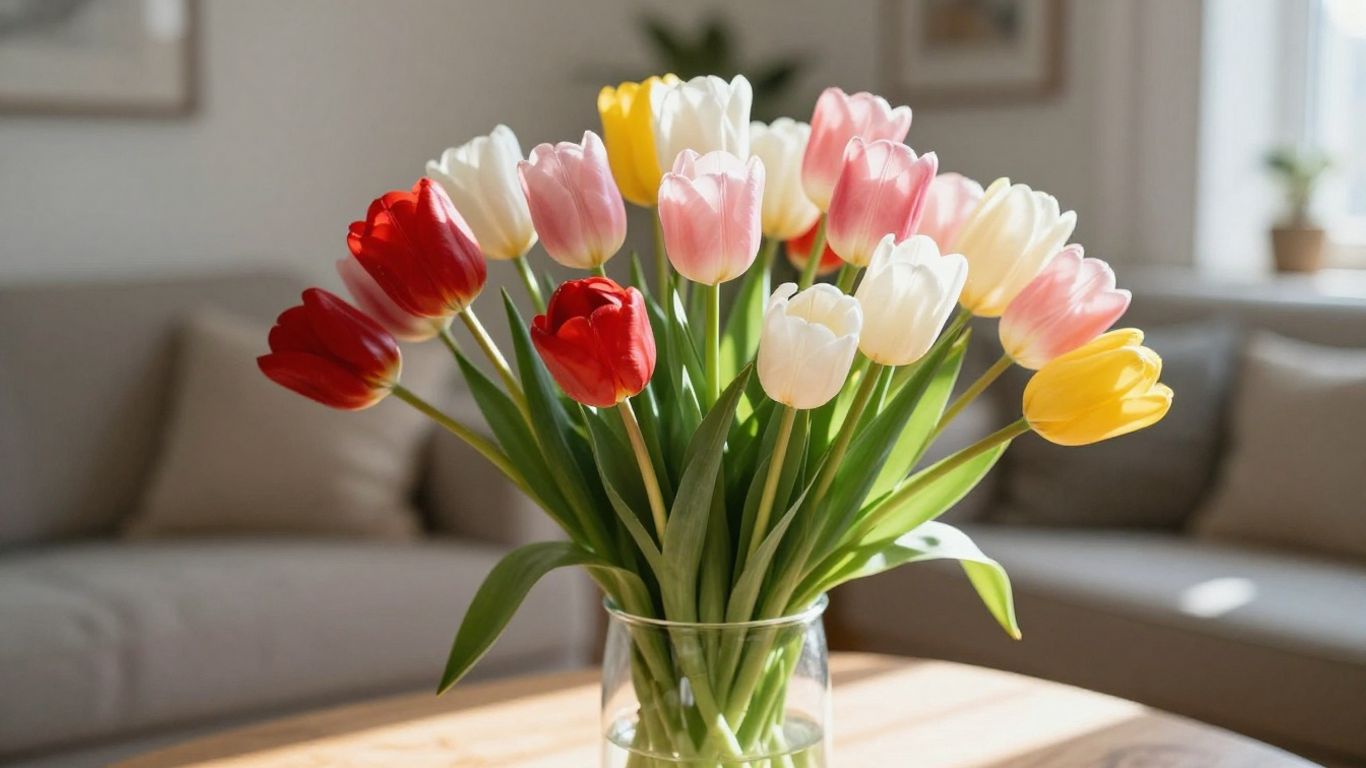 A fresh tulip bouquet in a bright home