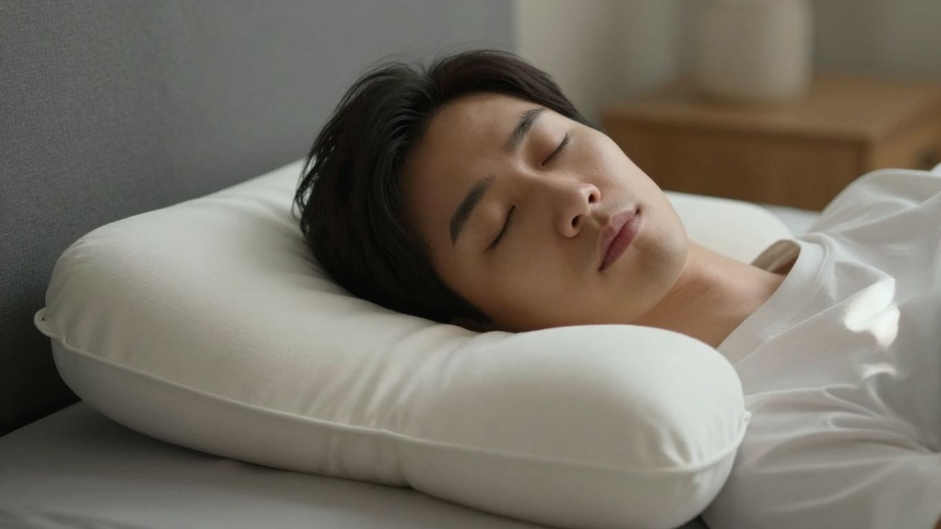 Person sleeping on a supportive cervical neck pillow.
