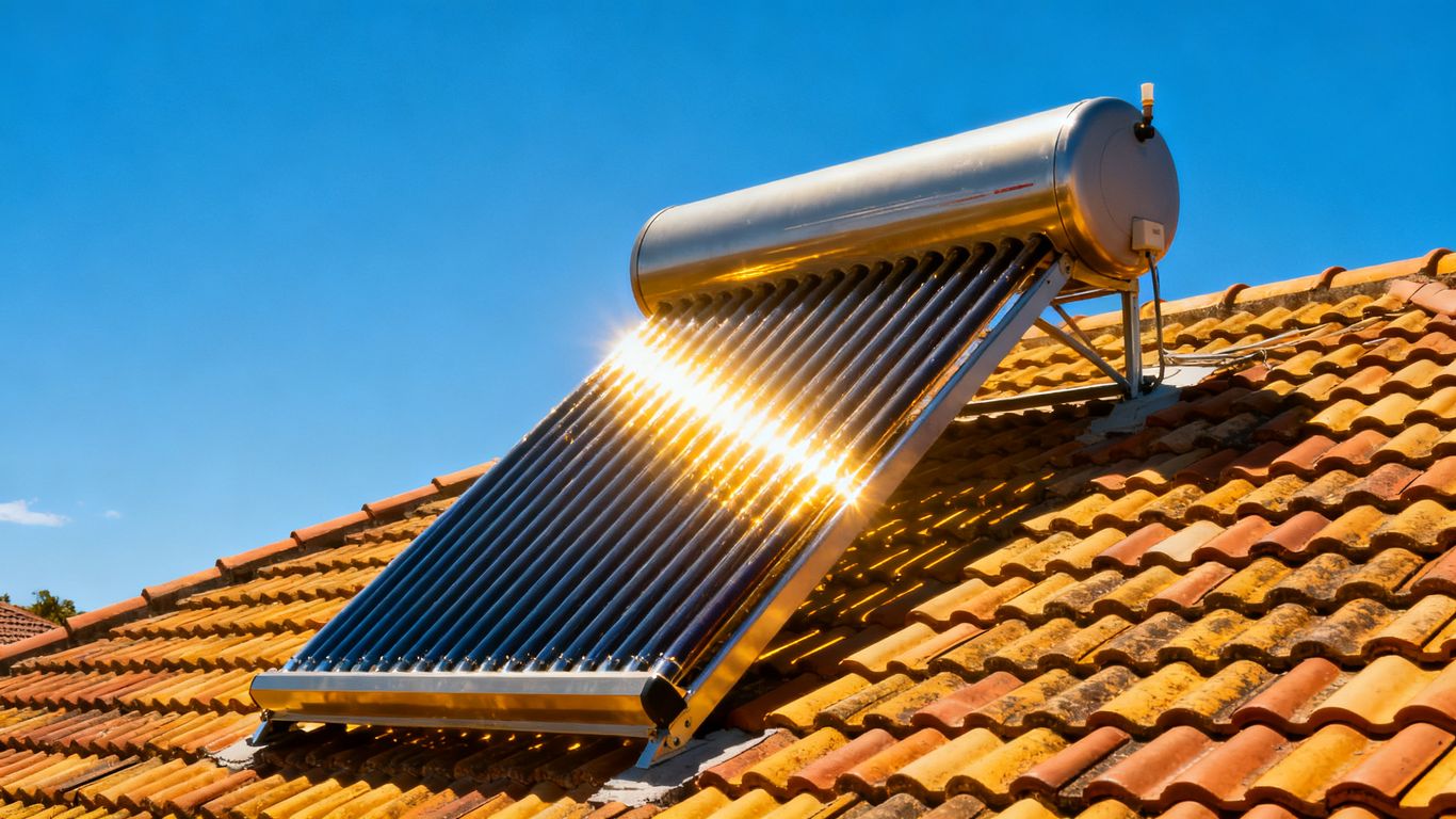 Modern solar geyser installation on residential roof