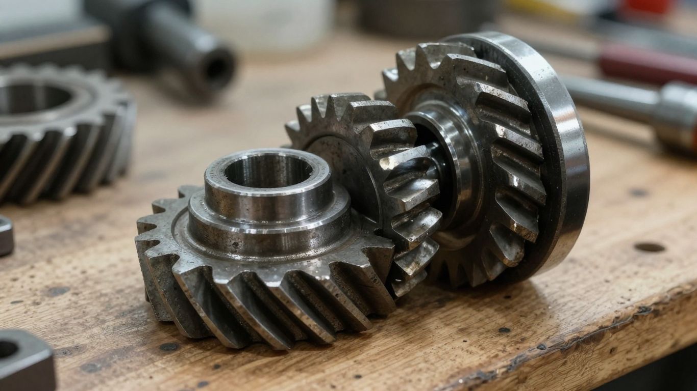 Metal gear components showing signs of wear
