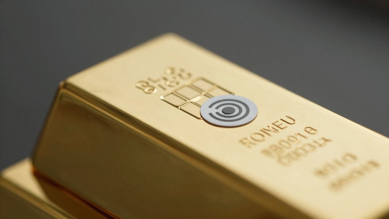 Lingote de oro con una discreta etiqueta RFID.