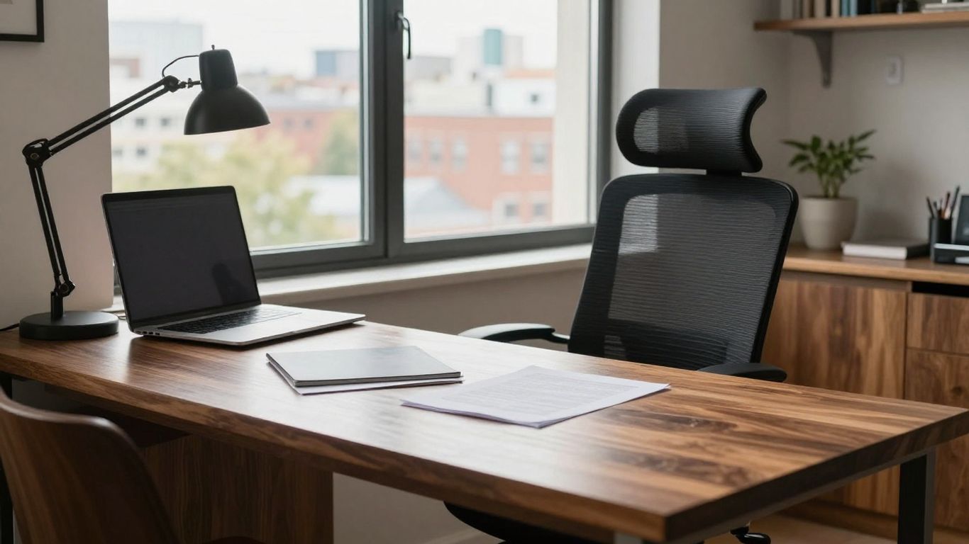 AI-generated image of a cozy, productive home office space