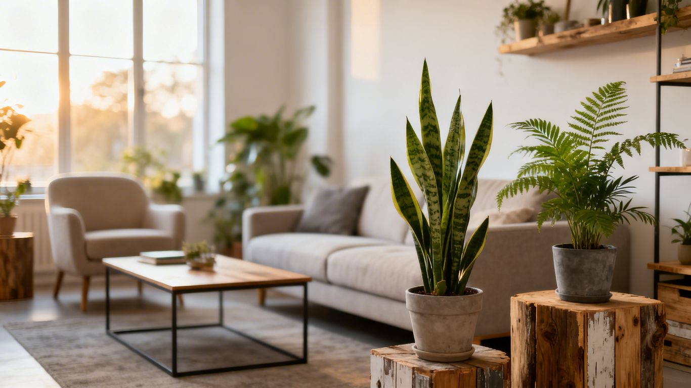 Minimalist room with plants and natural light