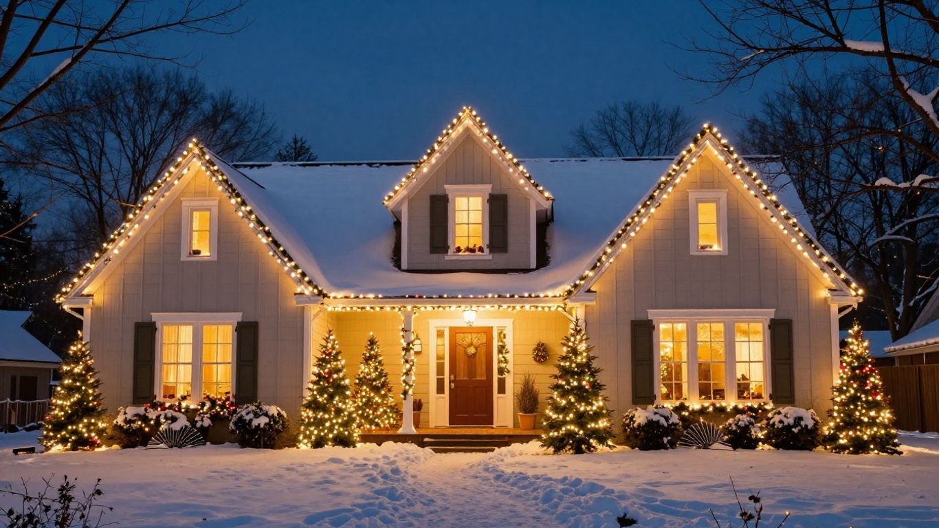 Belleville home decorated with Christmas lights.