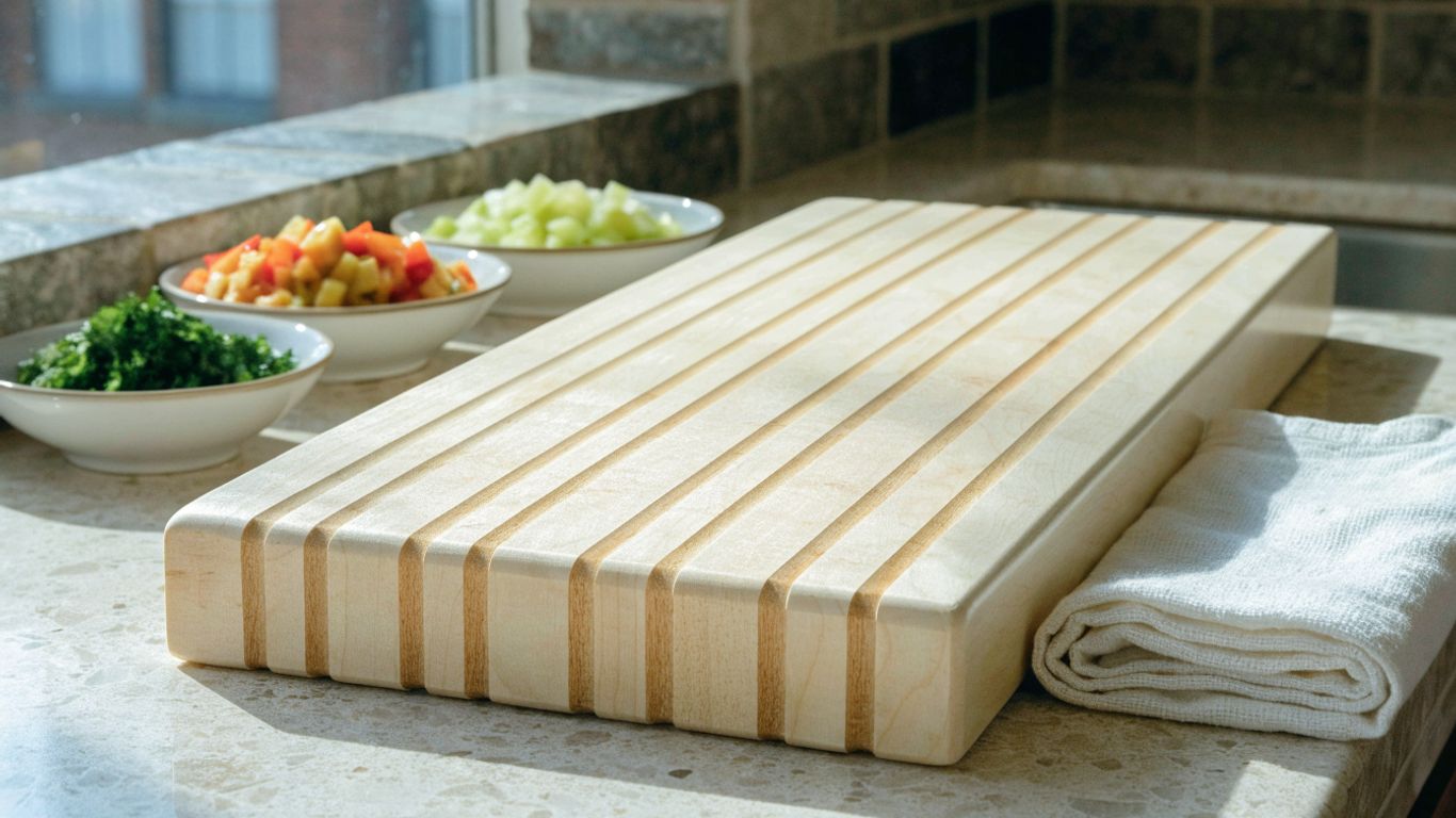 Maple edge-grain board beside prep ingredients