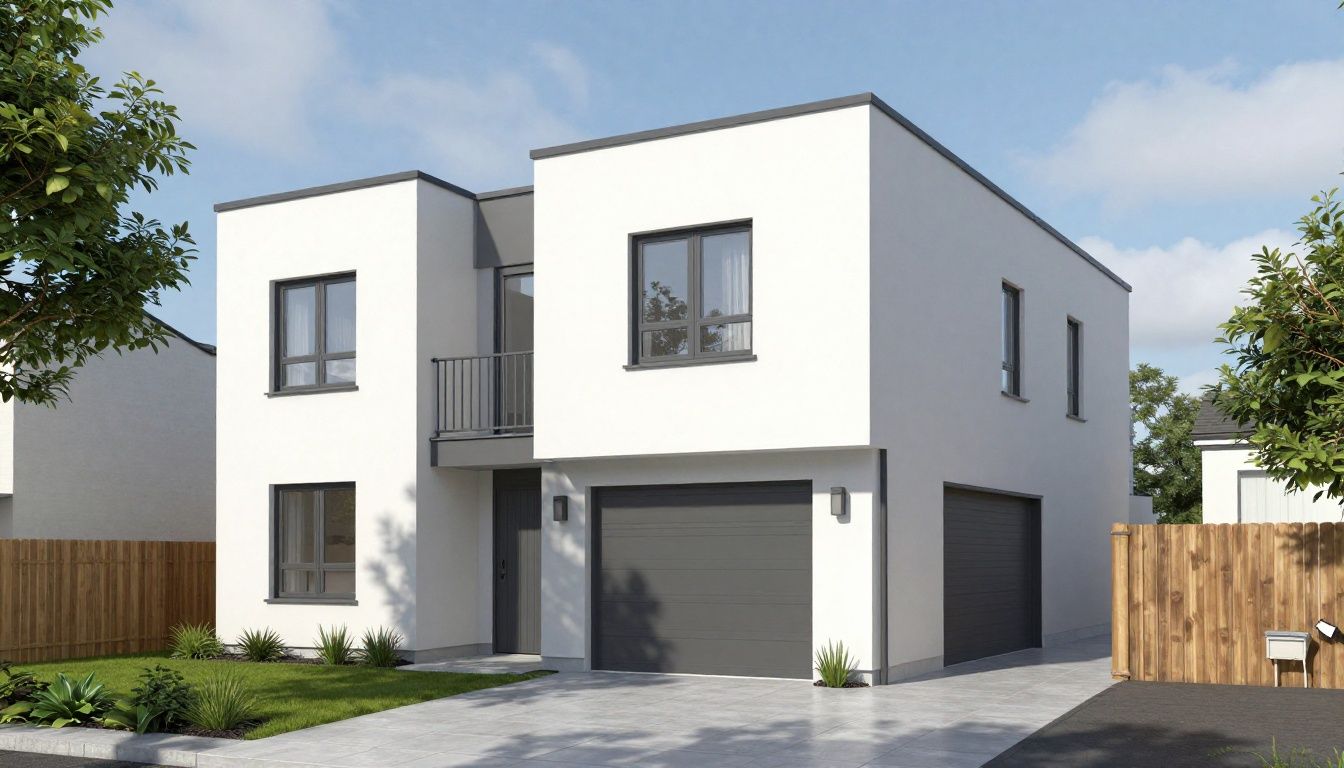 A freshly rendered modern house exterior in Bristol, showcasing a clean, protective finish.