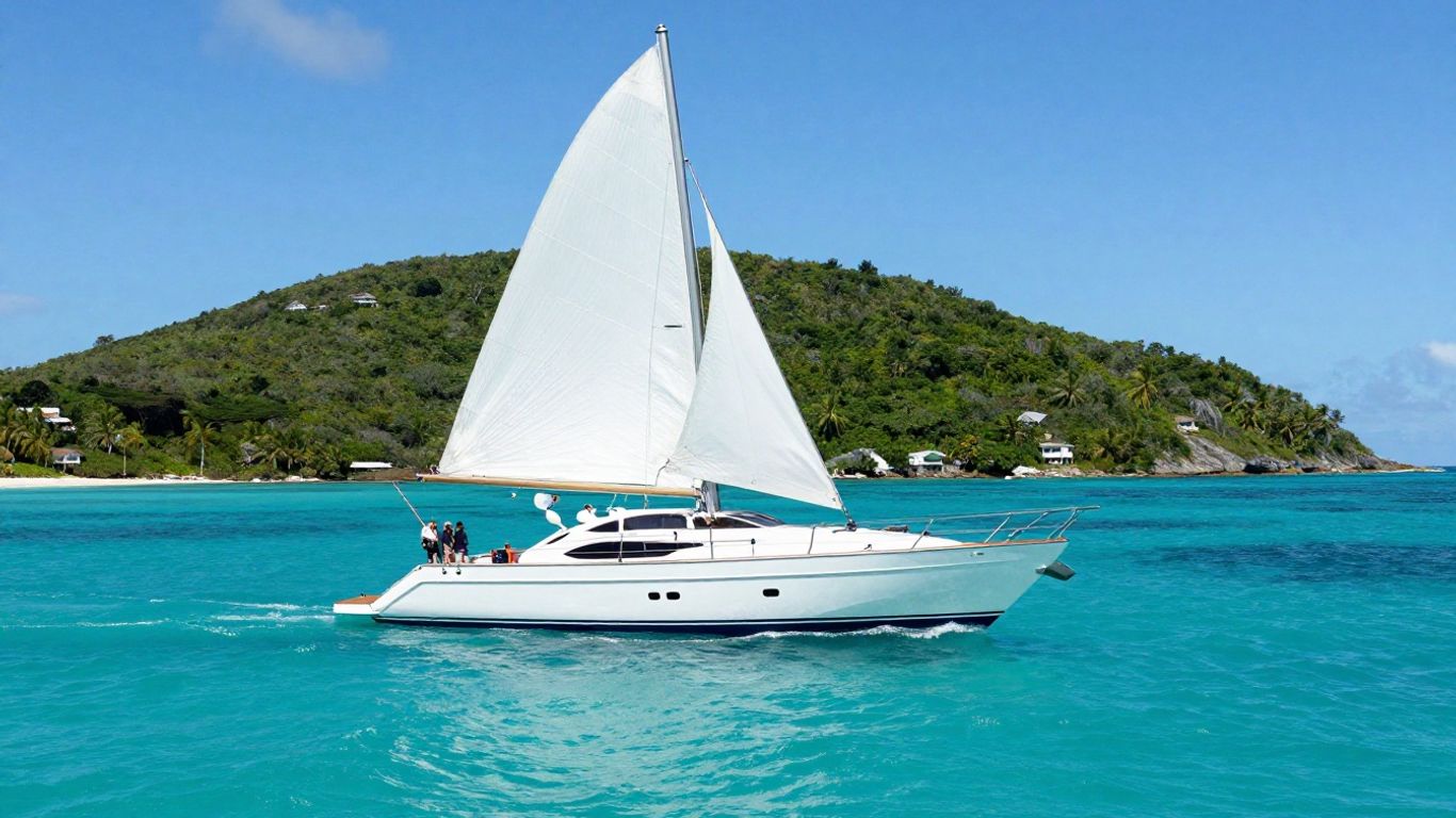 Luxury yacht sailing in the BVI